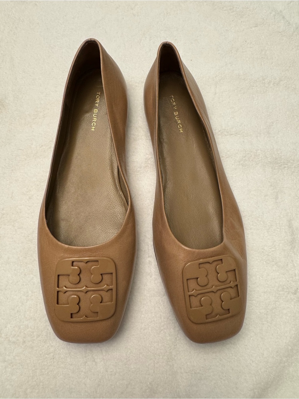 Tory Burch Georgia Ballet Flats – Tan Leather – Square Toe – Size 6 1/2